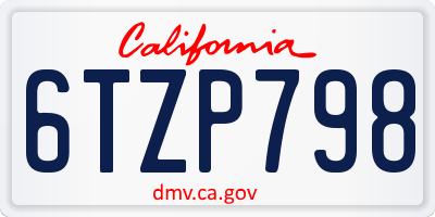 CA license plate 6TZP798