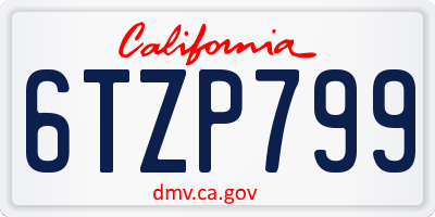 CA license plate 6TZP799