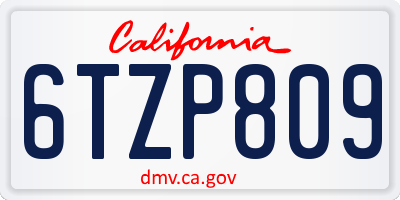 CA license plate 6TZP809