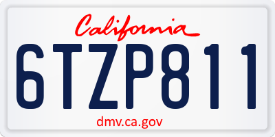 CA license plate 6TZP811