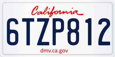 CA license plate 6TZP812