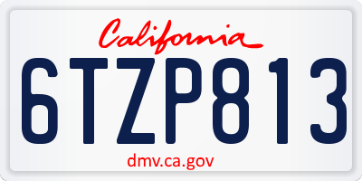 CA license plate 6TZP813