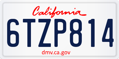 CA license plate 6TZP814