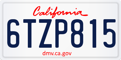 CA license plate 6TZP815