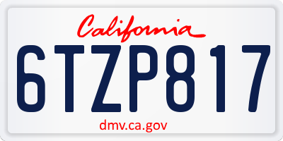 CA license plate 6TZP817