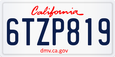 CA license plate 6TZP819