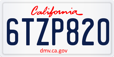 CA license plate 6TZP820