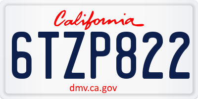 CA license plate 6TZP822