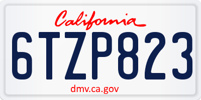 CA license plate 6TZP823