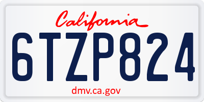 CA license plate 6TZP824