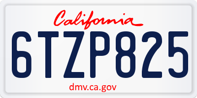 CA license plate 6TZP825