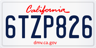 CA license plate 6TZP826