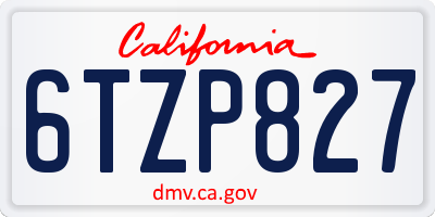 CA license plate 6TZP827