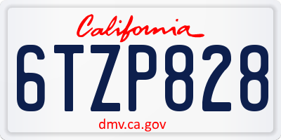 CA license plate 6TZP828