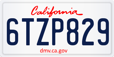 CA license plate 6TZP829