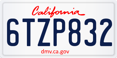 CA license plate 6TZP832