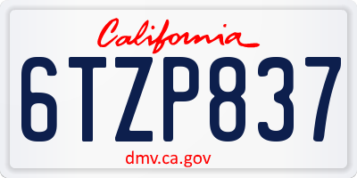 CA license plate 6TZP837