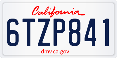 CA license plate 6TZP841