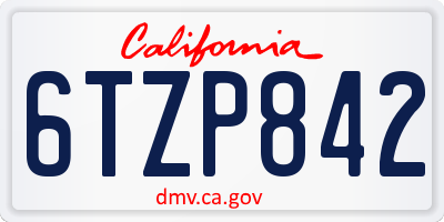 CA license plate 6TZP842