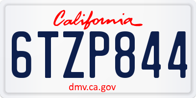 CA license plate 6TZP844