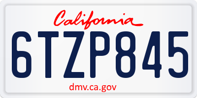 CA license plate 6TZP845