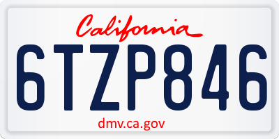 CA license plate 6TZP846