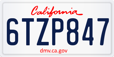 CA license plate 6TZP847