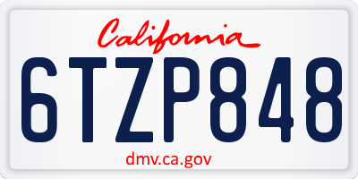 CA license plate 6TZP848