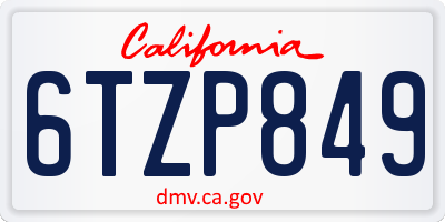CA license plate 6TZP849