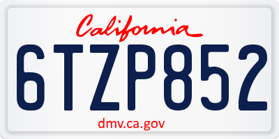 CA license plate 6TZP852