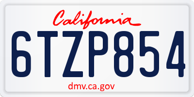 CA license plate 6TZP854