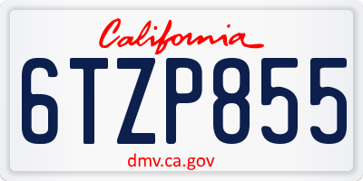 CA license plate 6TZP855