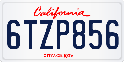 CA license plate 6TZP856
