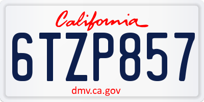CA license plate 6TZP857
