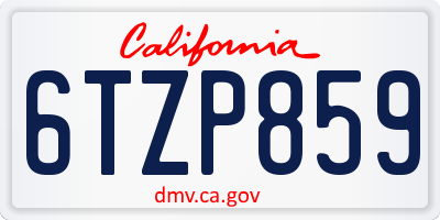 CA license plate 6TZP859