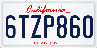 CA license plate 6TZP860