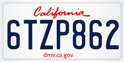 CA license plate 6TZP862