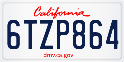 CA license plate 6TZP864