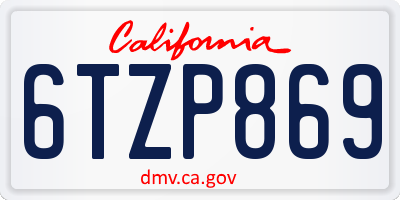 CA license plate 6TZP869