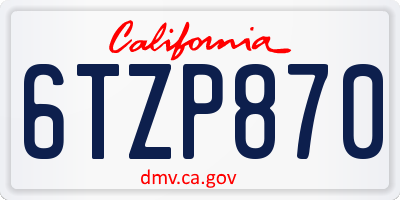 CA license plate 6TZP870