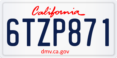 CA license plate 6TZP871