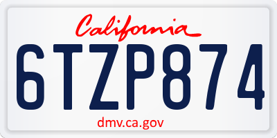 CA license plate 6TZP874