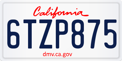 CA license plate 6TZP875