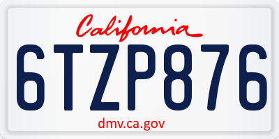 CA license plate 6TZP876