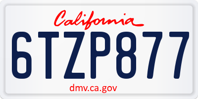 CA license plate 6TZP877