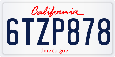 CA license plate 6TZP878