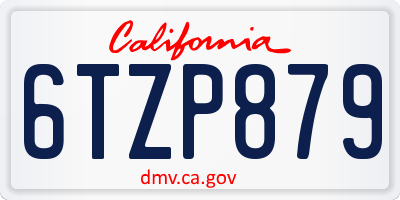 CA license plate 6TZP879