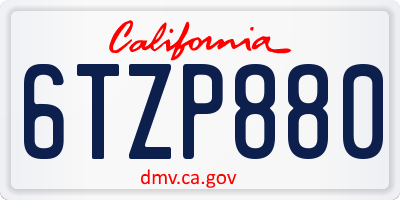CA license plate 6TZP880
