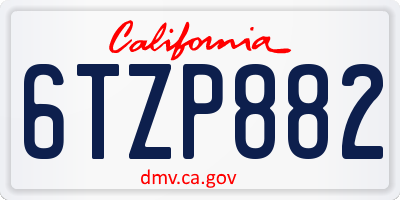 CA license plate 6TZP882