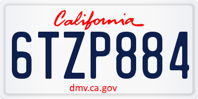 CA license plate 6TZP884